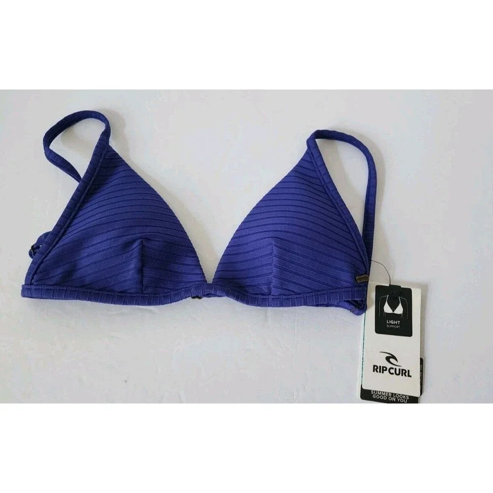 Rip Curl Women's Standard Premium Surf Fixed Triangle Top Blue Size M New